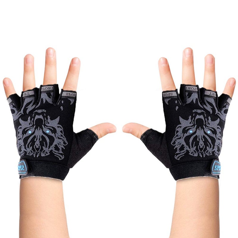Luwint Kids Sport Gloves for Fishing Workout Cycling Training, 4-12 Yrs (Black) - Image 1